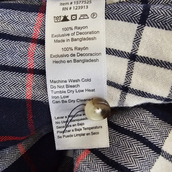 Jachs Navy Plaid Print Loose Fit Short Sleeve Blouse Top Womens - Picture 11 of 11